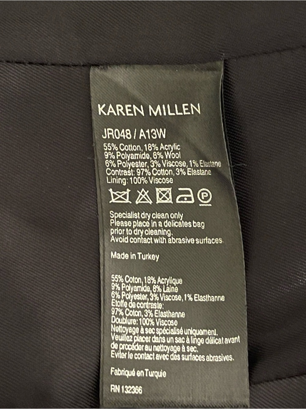 KAREN MILLEN Women's Blue Black Tweed Zipper Jacket Blazer Lined Size 6 - Picture 7 of 9